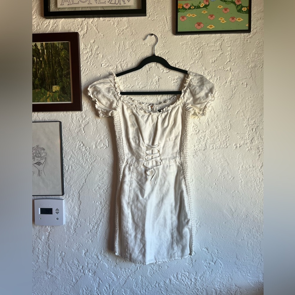 Reformation Ivory Linen Mini Dress
